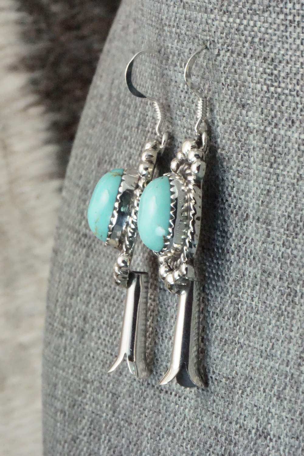 Turquoise & Sterling Silver Earrings - Vernon K Johnson
