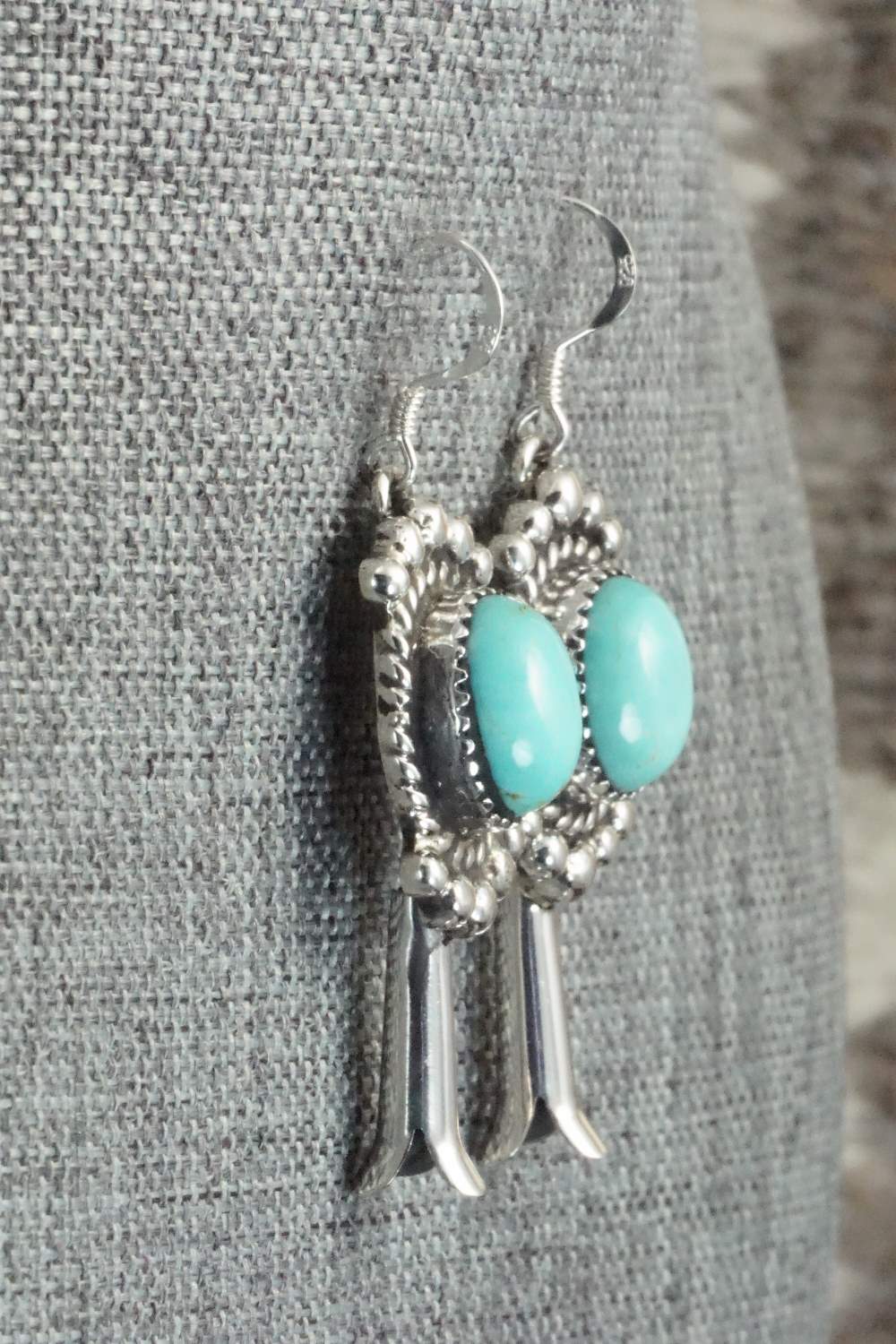 Turquoise & Sterling Silver Earrings - Vernon K Johnson