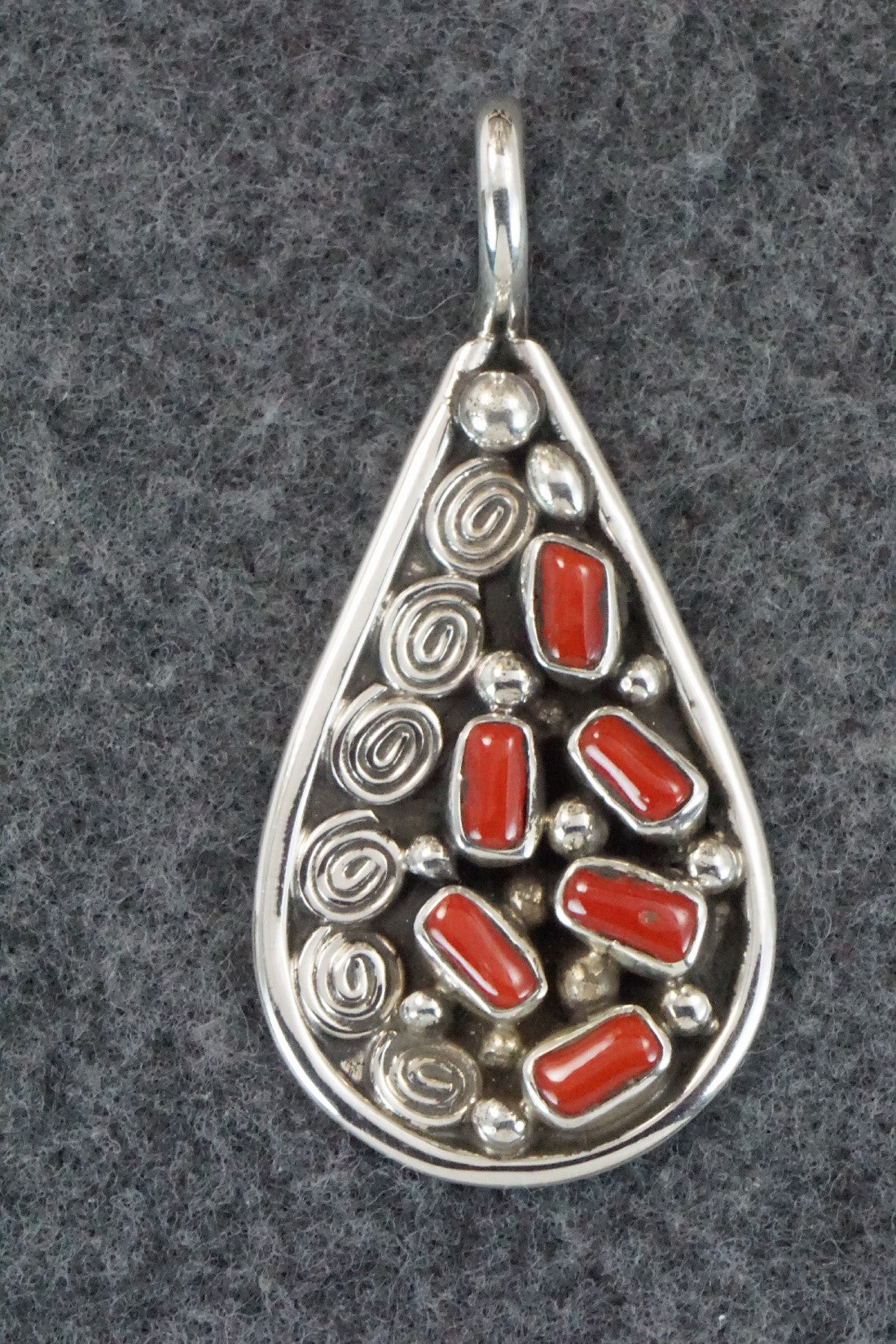 Coral & Sterling Silver Pendant - Priscilla Reeder