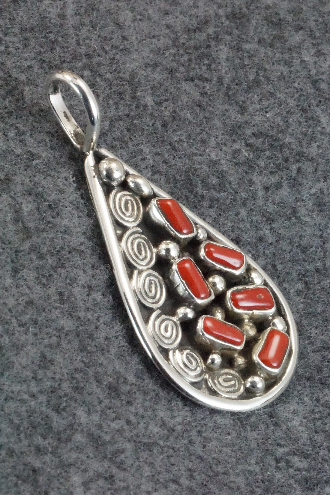 Coral & Sterling Silver Pendant - Priscilla Reeder
