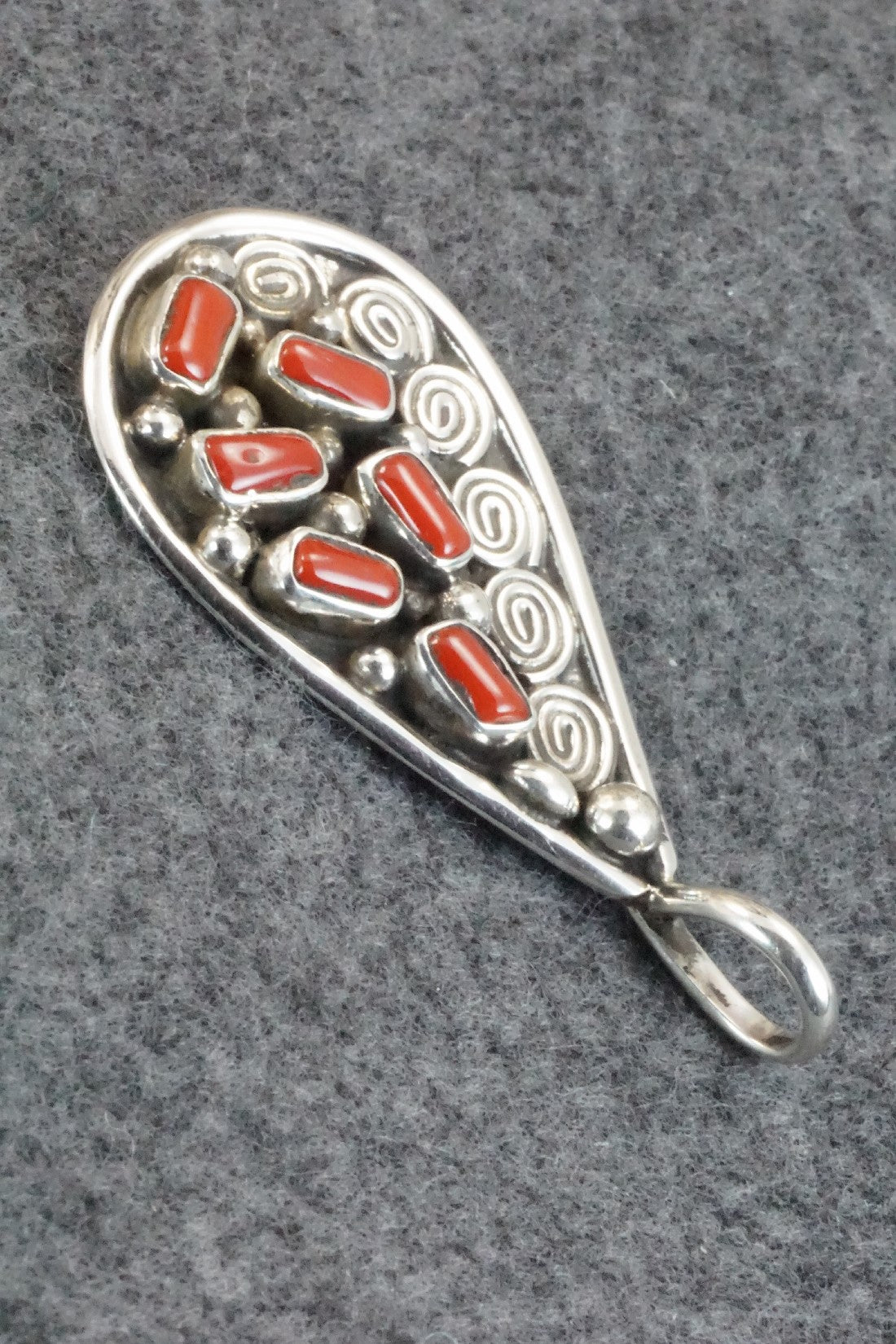 Coral & Sterling Silver Pendant - Priscilla Reeder