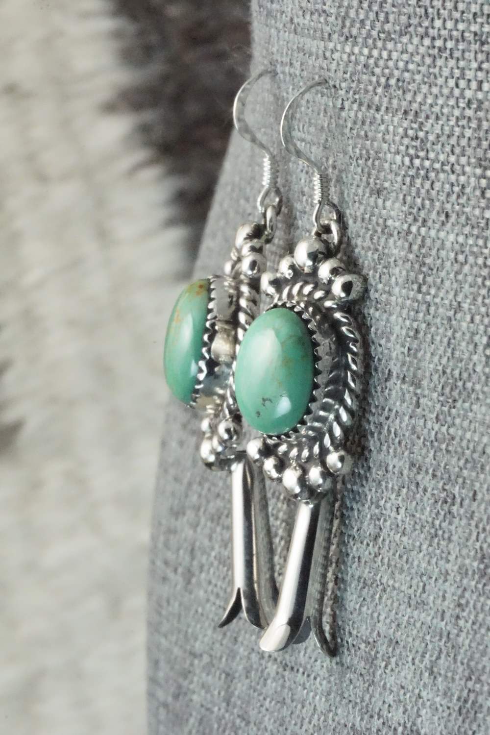 Turquoise & Sterling Silver Earrings - Vernon K Johnson