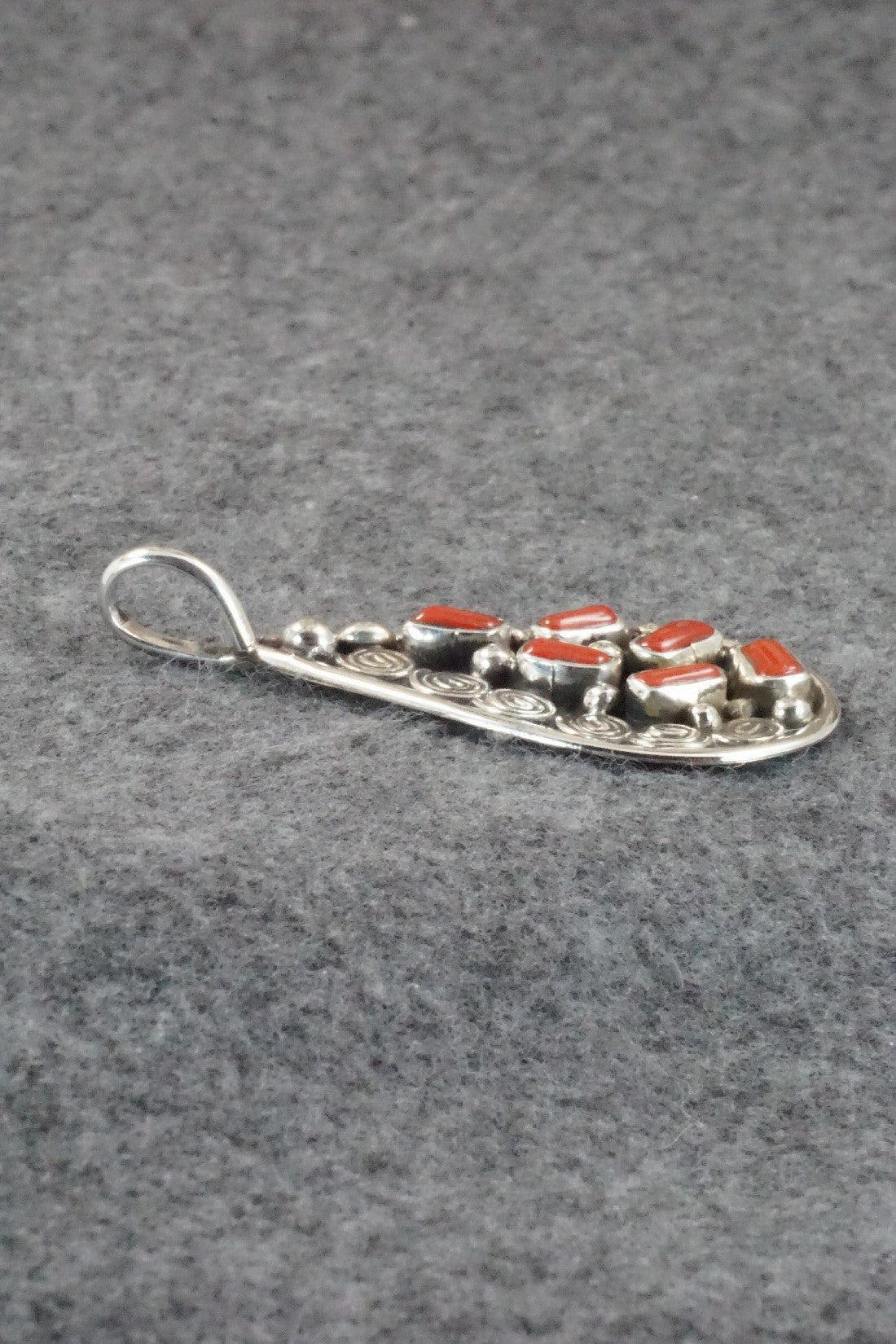 Coral & Sterling Silver Pendant - Priscilla Reeder