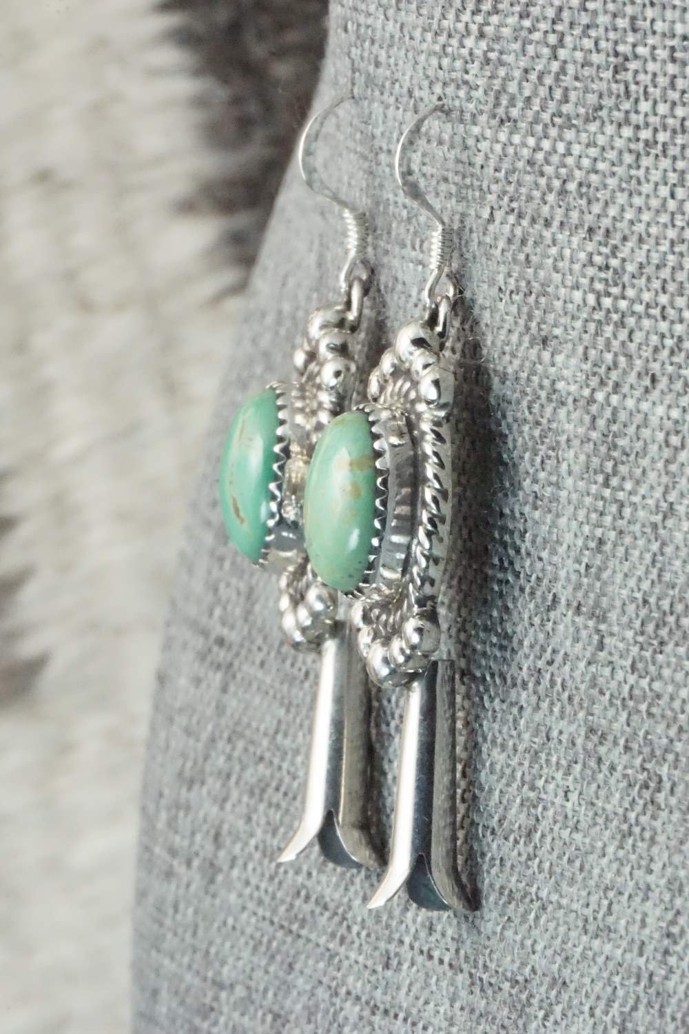 Turquoise & Sterling Silver Earrings - Vernon K Johnson