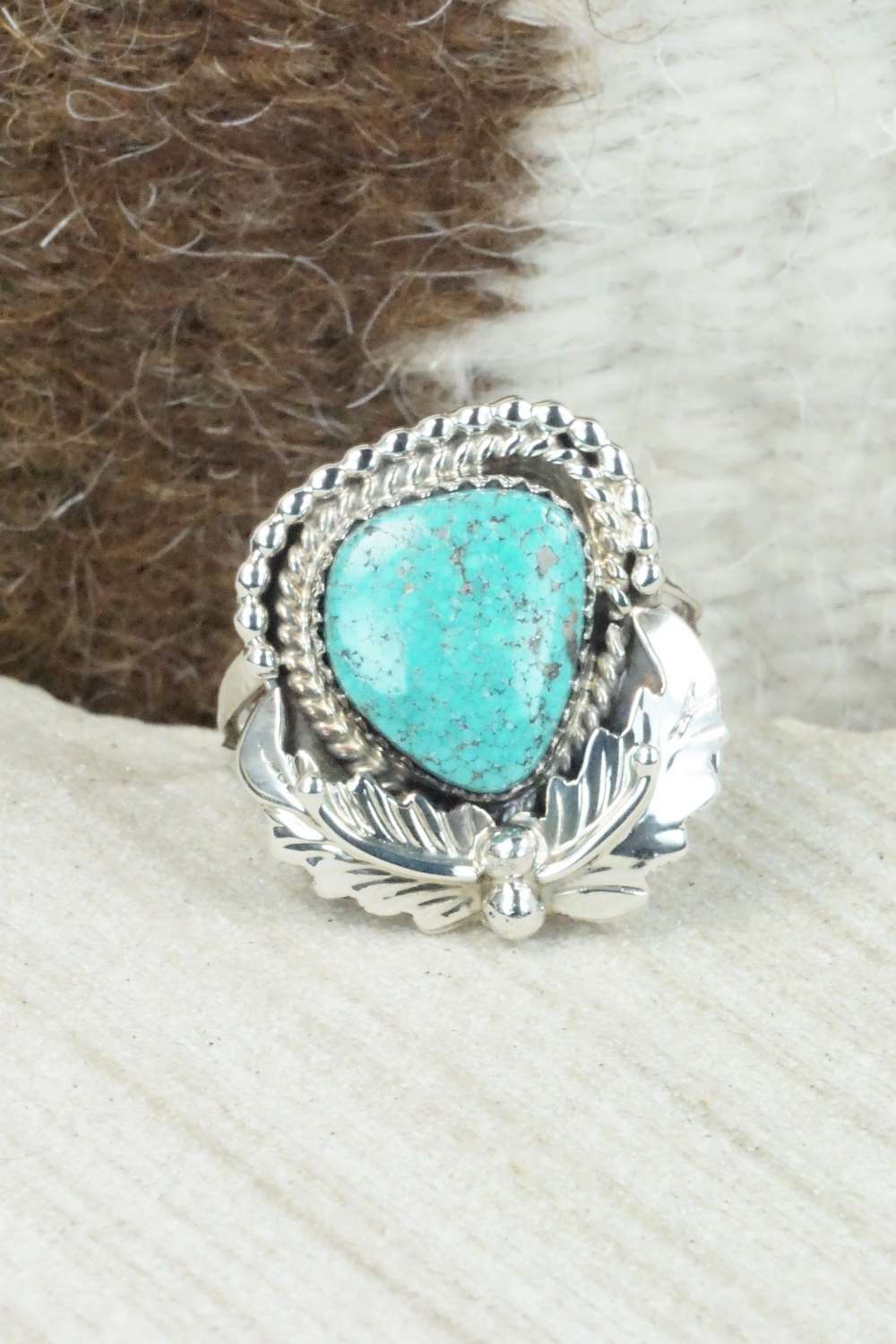 Turquoise & Sterling Silver Ring - Roberta Begay - Size 8.5