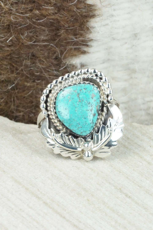 Turquoise & Sterling Silver Ring - Roberta Begay - Size 8.5