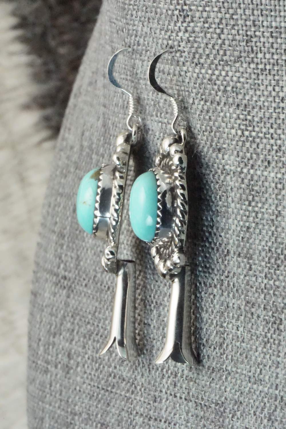 Turquoise & Sterling Silver Earrings - Vernon K Johnson