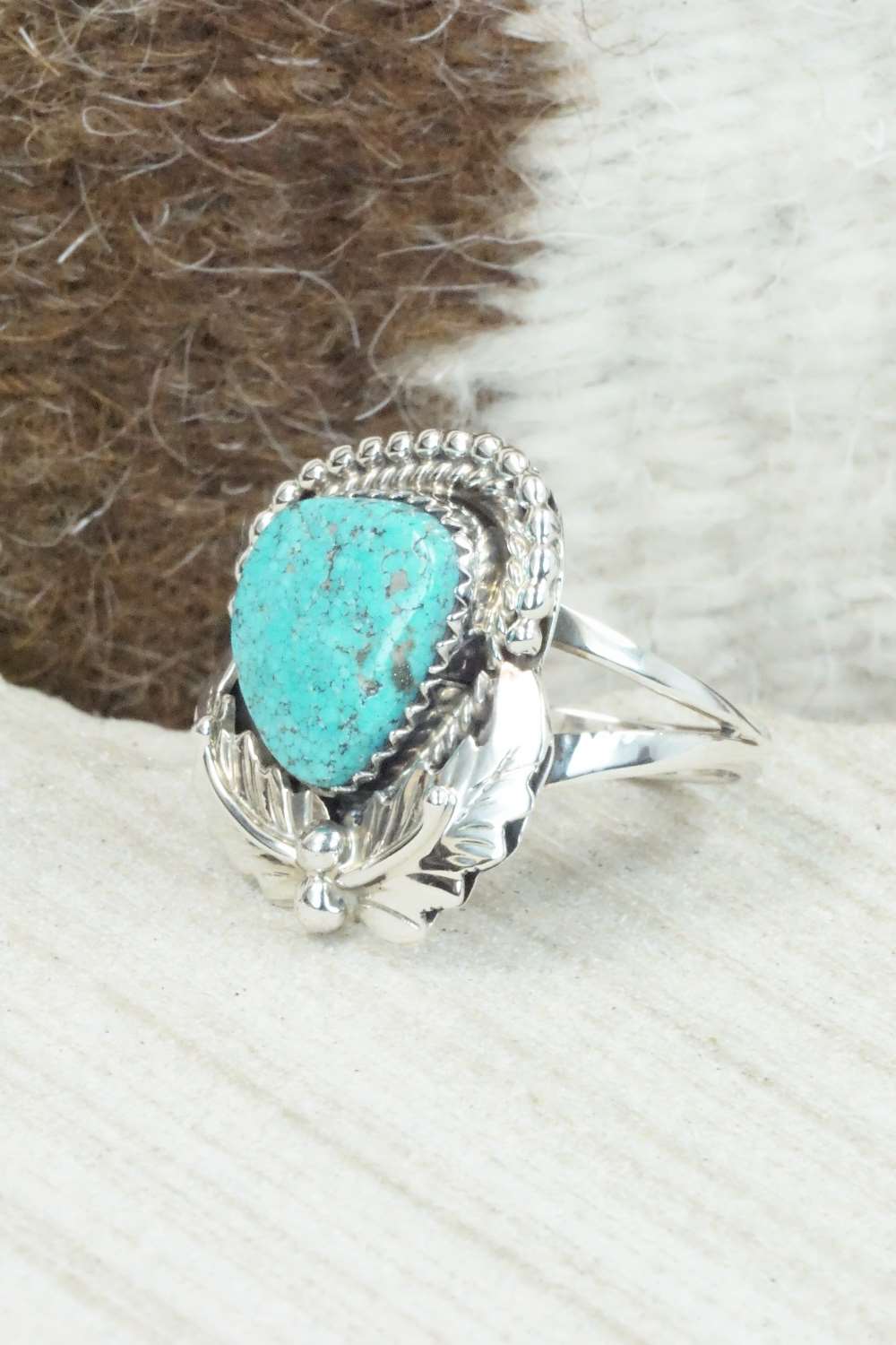 Turquoise & Sterling Silver Ring - Roberta Begay - Size 8.5