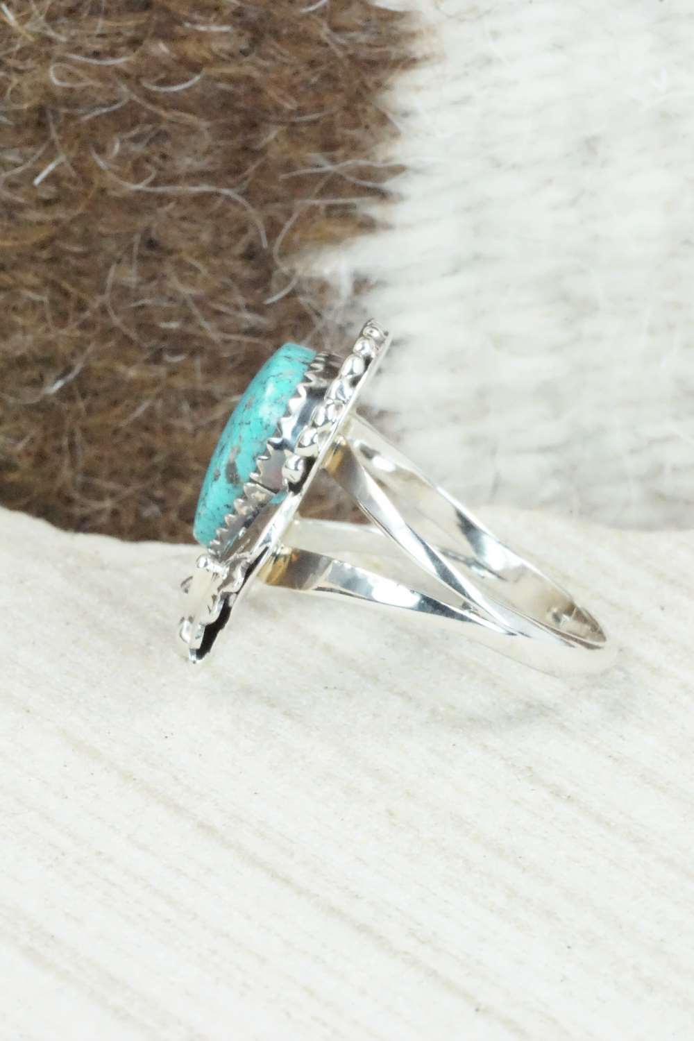 Turquoise & Sterling Silver Ring - Roberta Begay - Size 8.5