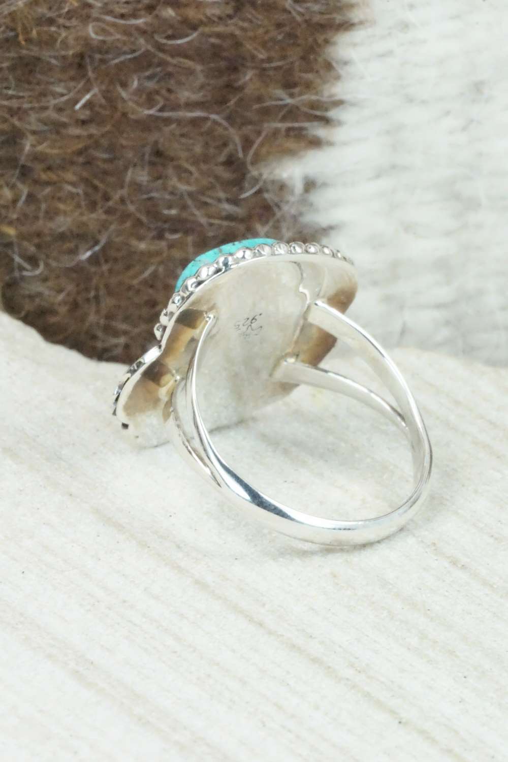 Turquoise & Sterling Silver Ring - Roberta Begay - Size 8.5