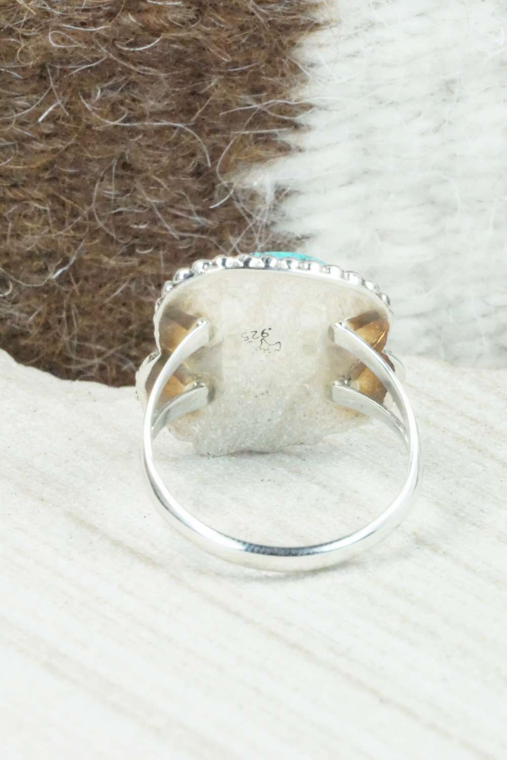 Turquoise & Sterling Silver Ring - Roberta Begay - Size 8.5