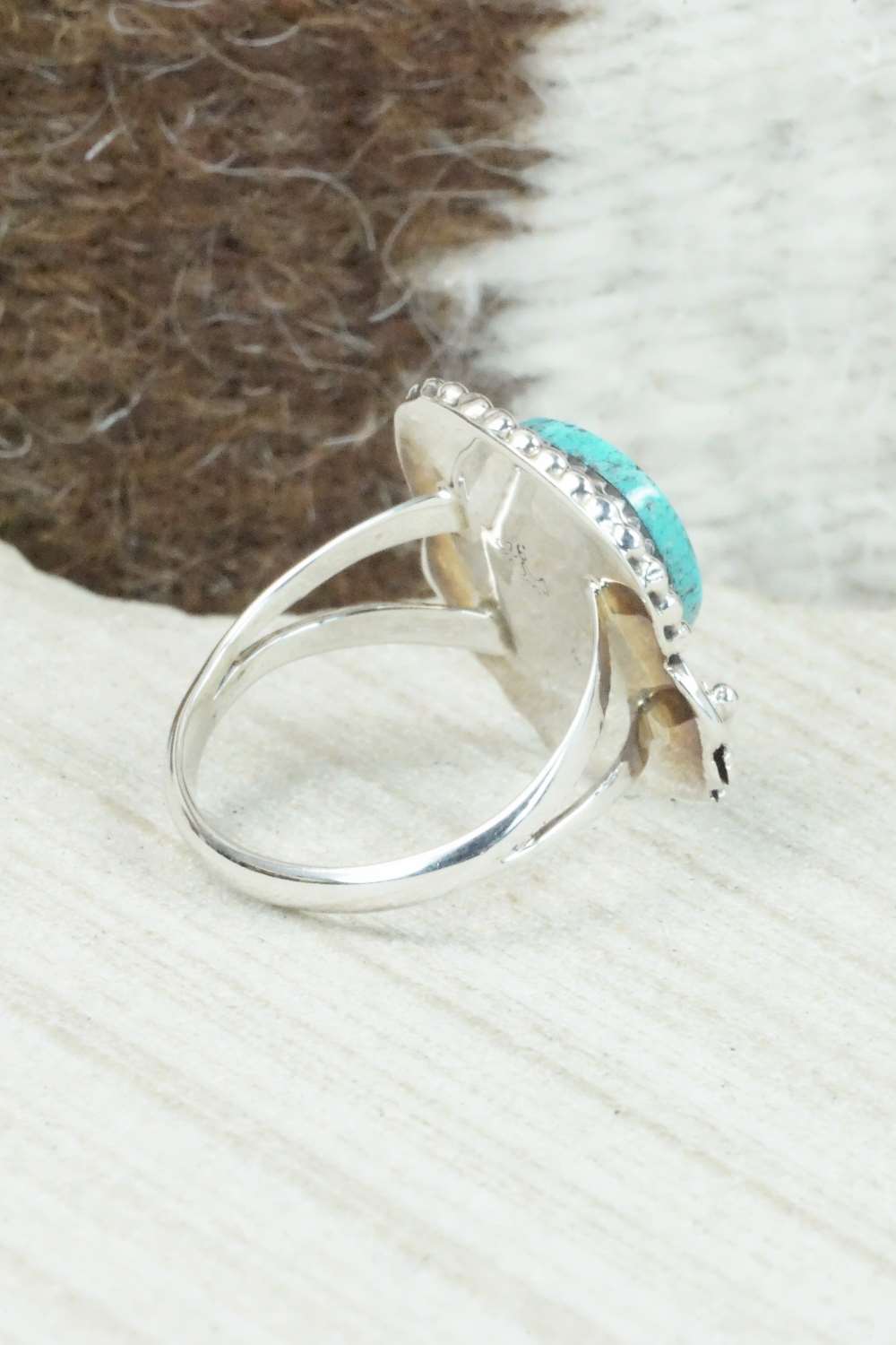Turquoise & Sterling Silver Ring - Roberta Begay - Size 8.5