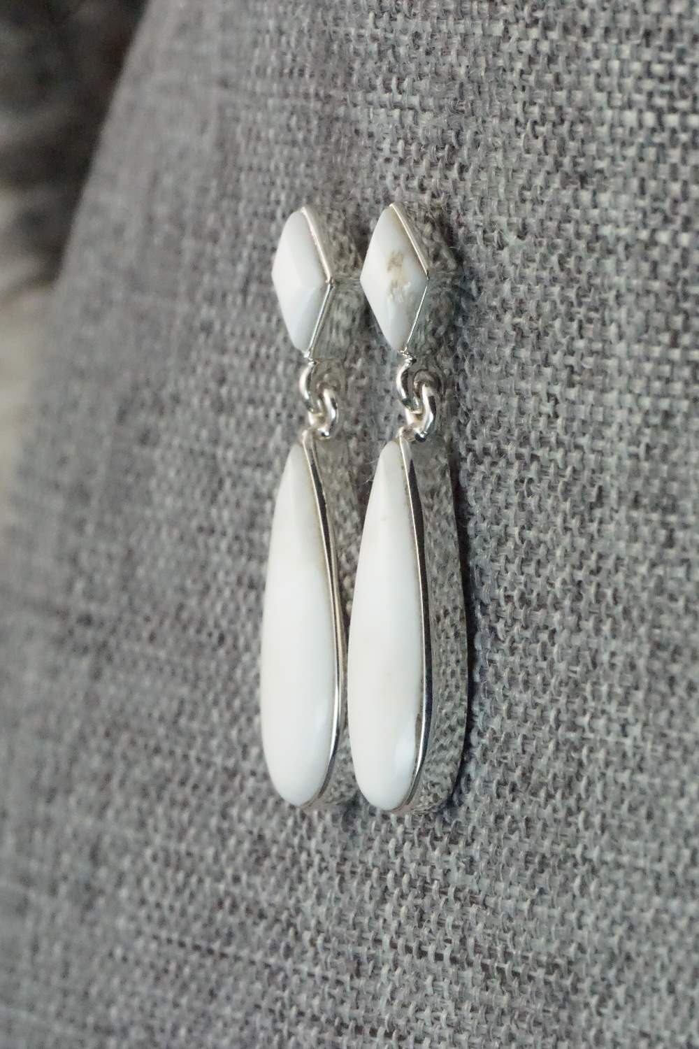White Buffalo & Sterling Silver Earrings - Cathy Webster