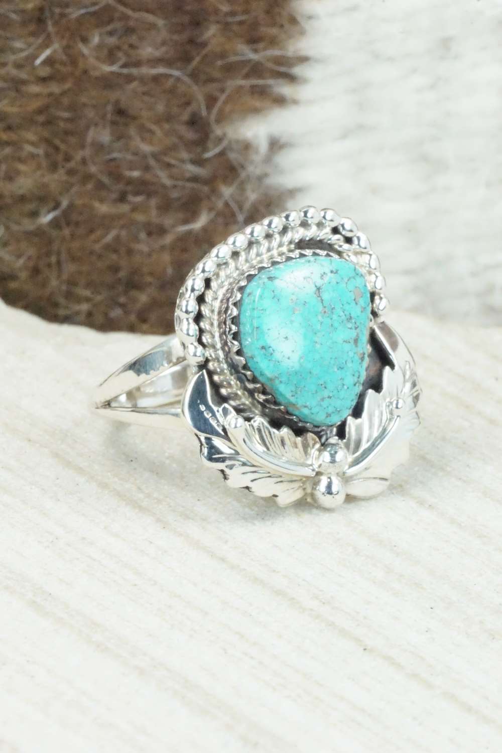 Turquoise & Sterling Silver Ring - Roberta Begay - Size 8.5