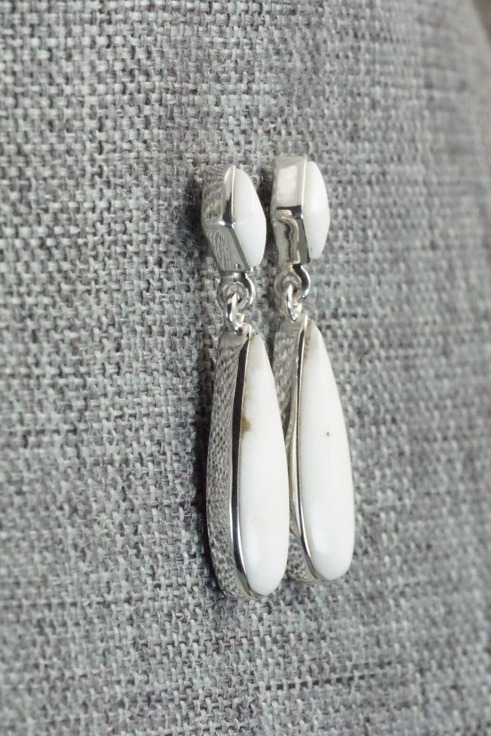 White Buffalo & Sterling Silver Earrings - Cathy Webster
