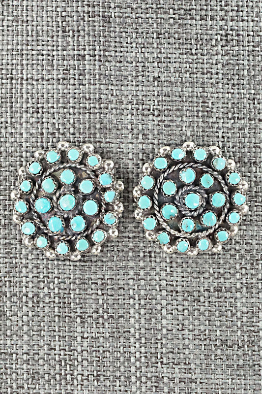 Turquoise & Sterling Silver Earrings - Lorencita Walela