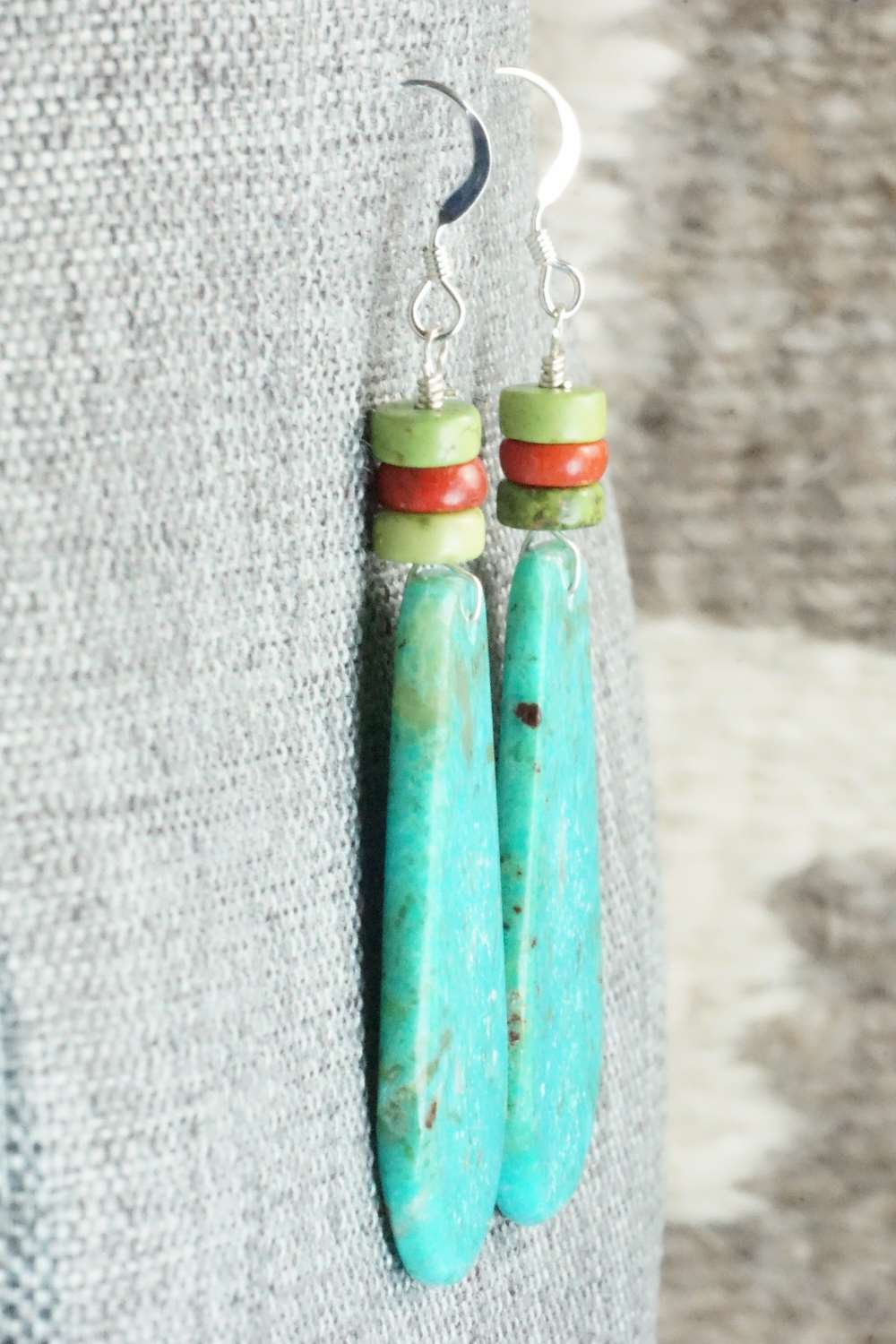 Turquoise & Sterling Silver Earrings - Lupe Lovato