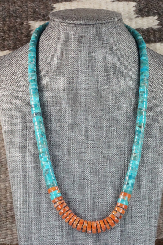 Turquoise & Sponge Coral Necklace - Joe Garcia