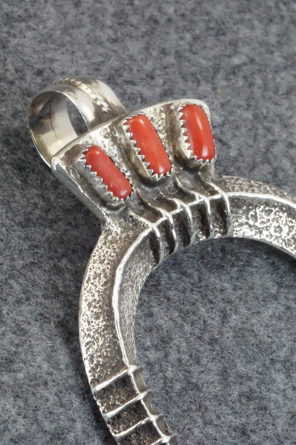 Coral and Sterling Silver Pendant - Delbert Arviso