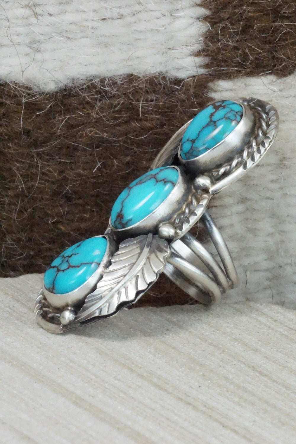 Turquoise and Sterling Silver Ring - Betta Lee - Size 7.5