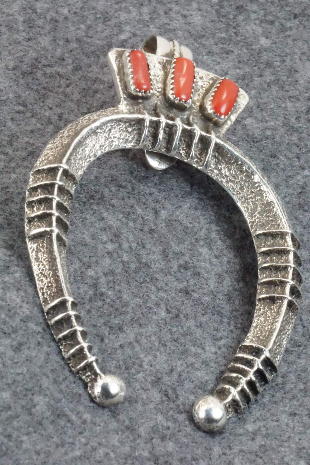 Coral and Sterling Silver Pendant - Delbert Arviso