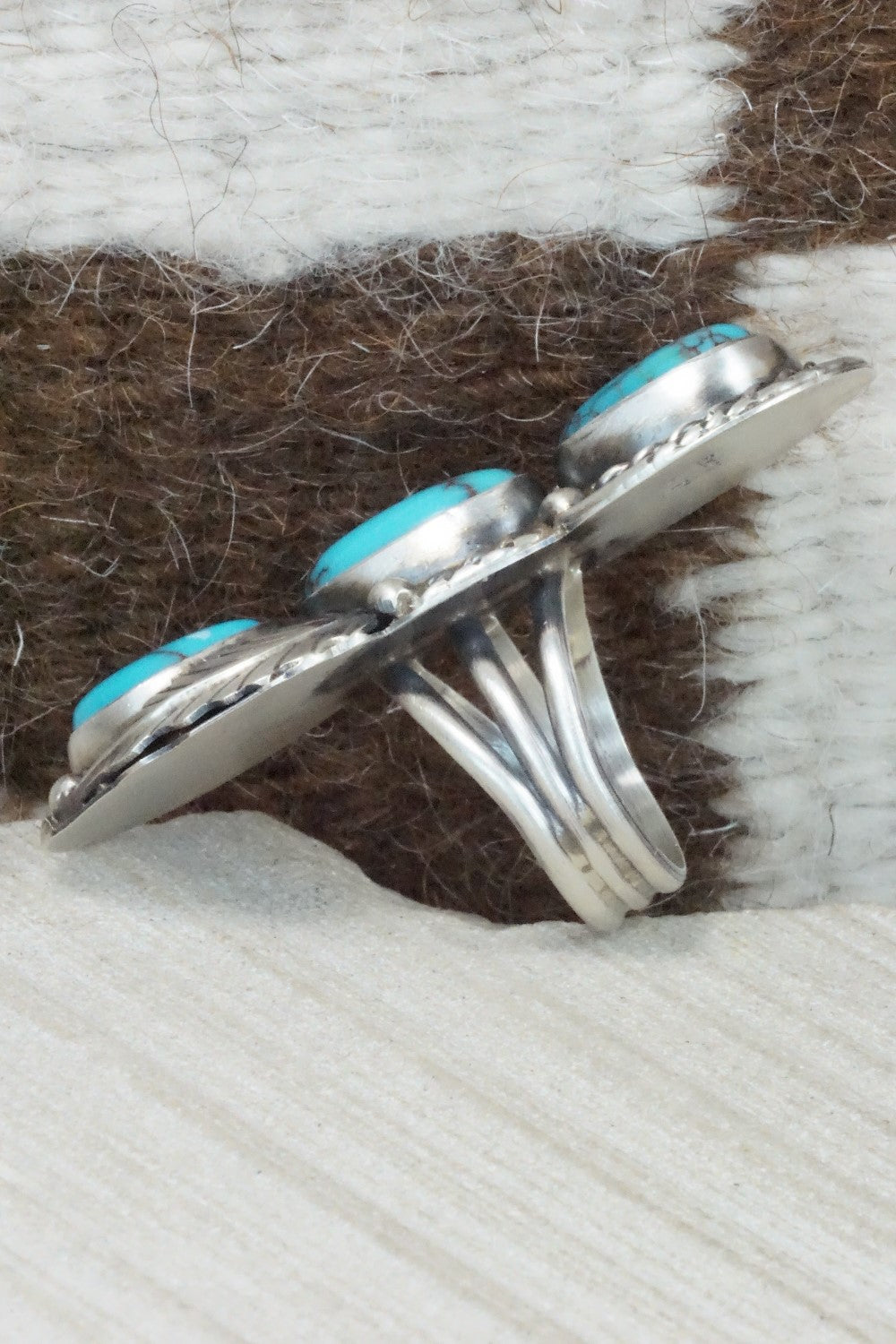 Turquoise and Sterling Silver Ring - Betta Lee - Size 7.5