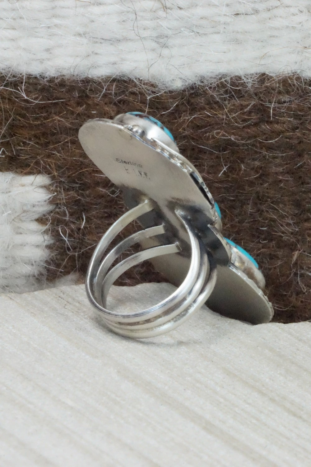 Turquoise and Sterling Silver Ring - Betta Lee - Size 7.5