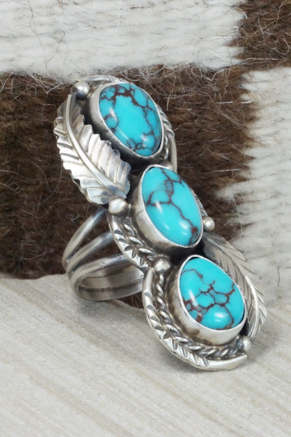 Turquoise and Sterling Silver Ring - Betta Lee - Size 7.5