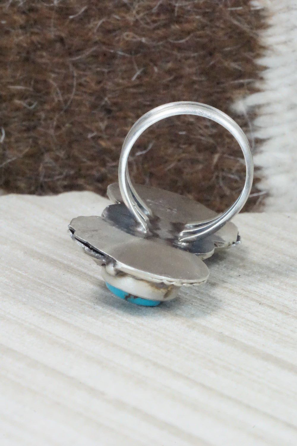 Turquoise and Sterling Silver Ring - Betta Lee - Size 7.5