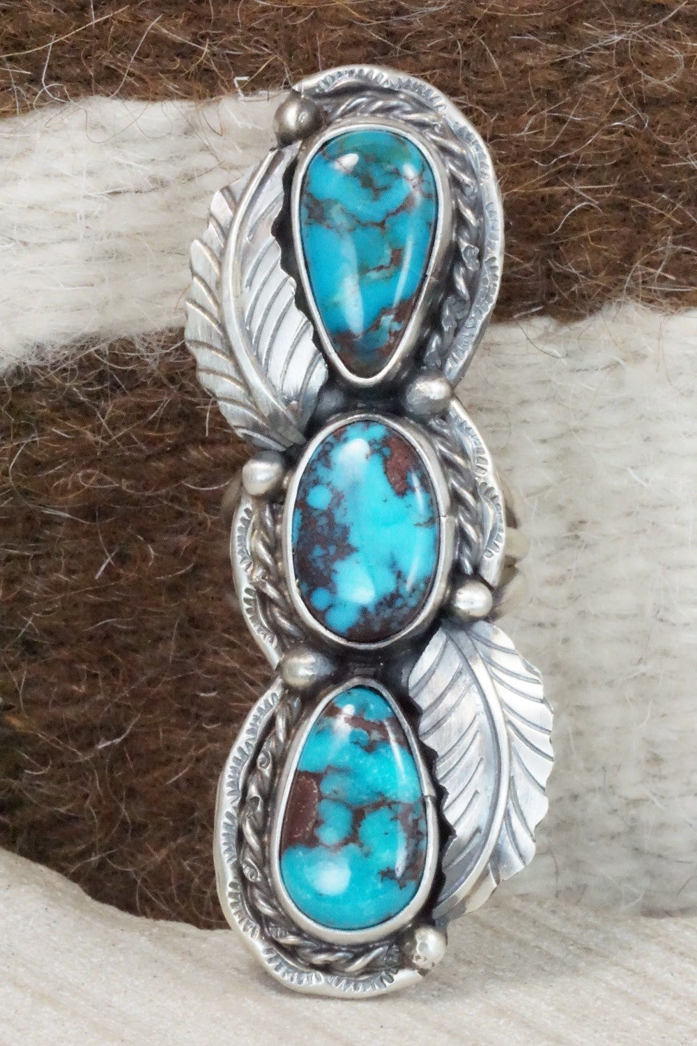 Turquoise and Sterling Silver Ring - Betta Lee - Size 7.75