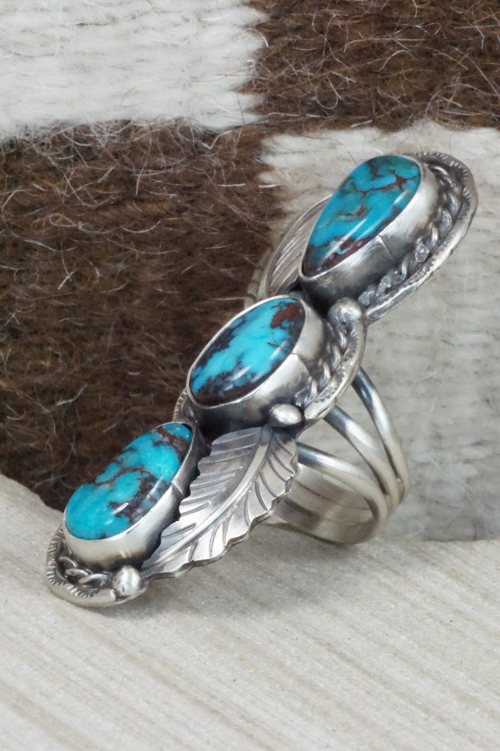 Turquoise and Sterling Silver Ring - Betta Lee - Size 7.75