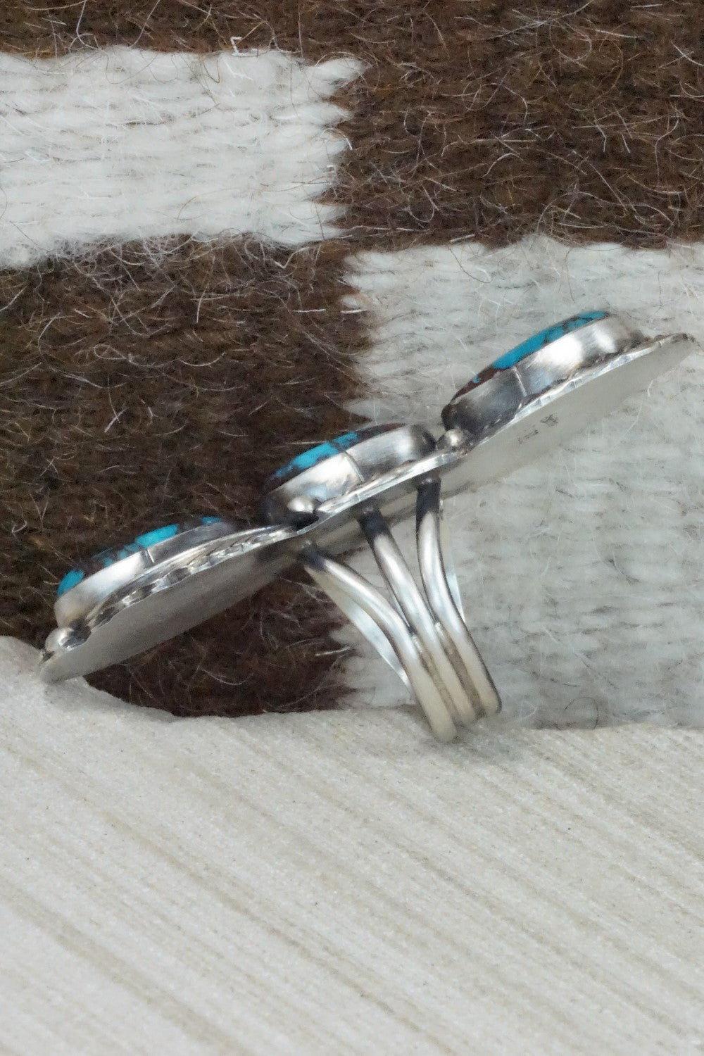 Turquoise and Sterling Silver Ring - Betta Lee - Size 7.75