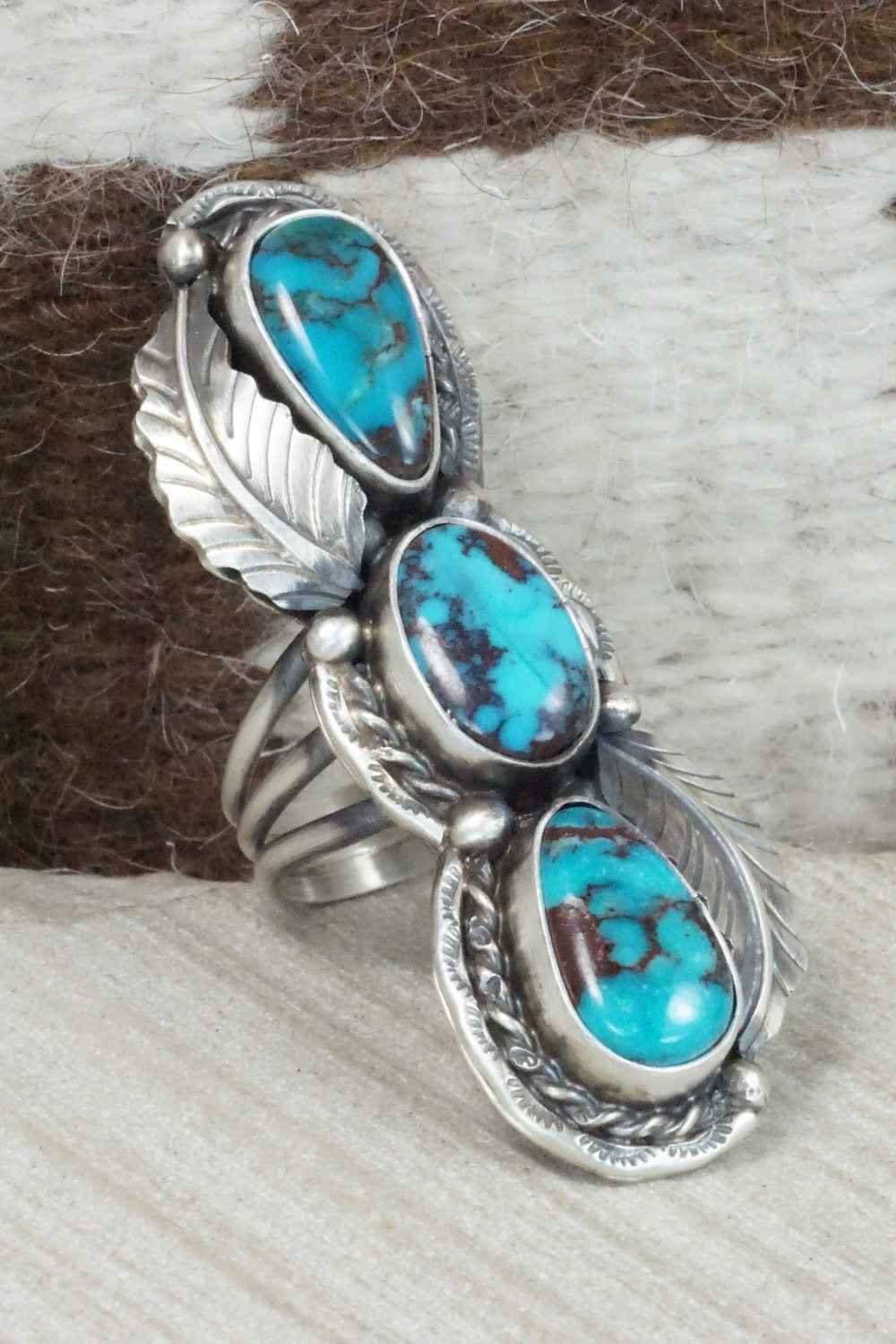 Turquoise and Sterling Silver Ring - Betta Lee - Size 7.75