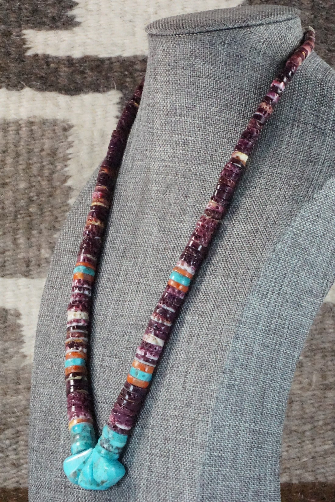 Turquoise & Spiny Oyster Bead Necklace - Joe Garcia