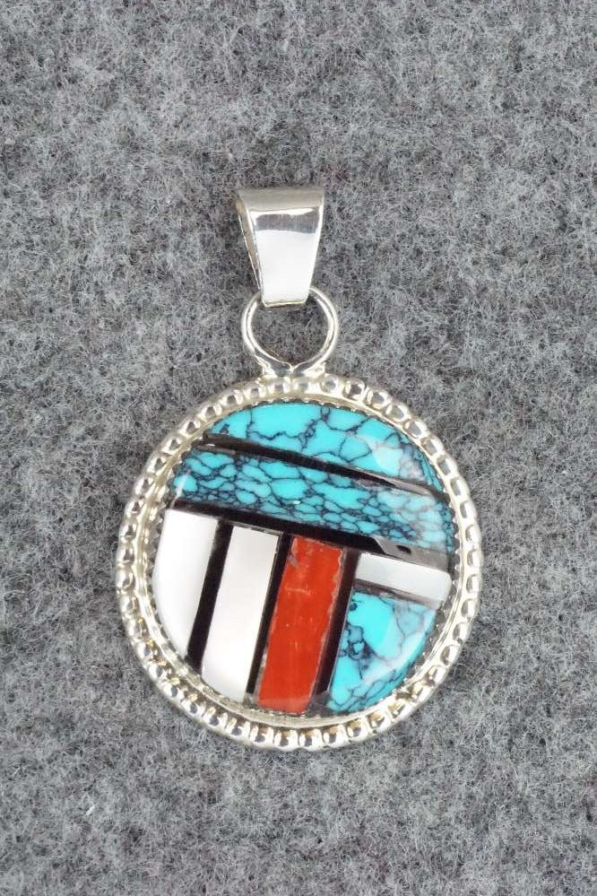 Multi Stone & Sterling Silver Inlay Pendant - Wayne Haloo