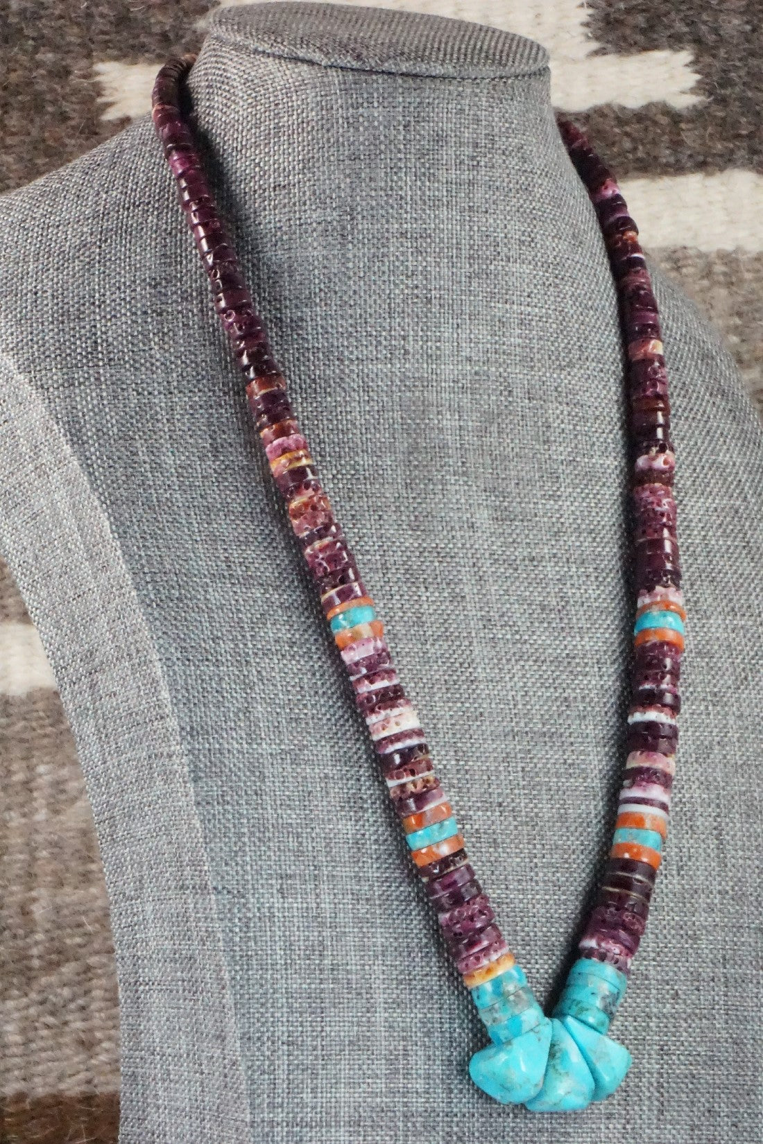 Turquoise & Spiny Oyster Bead Necklace - Joe Garcia