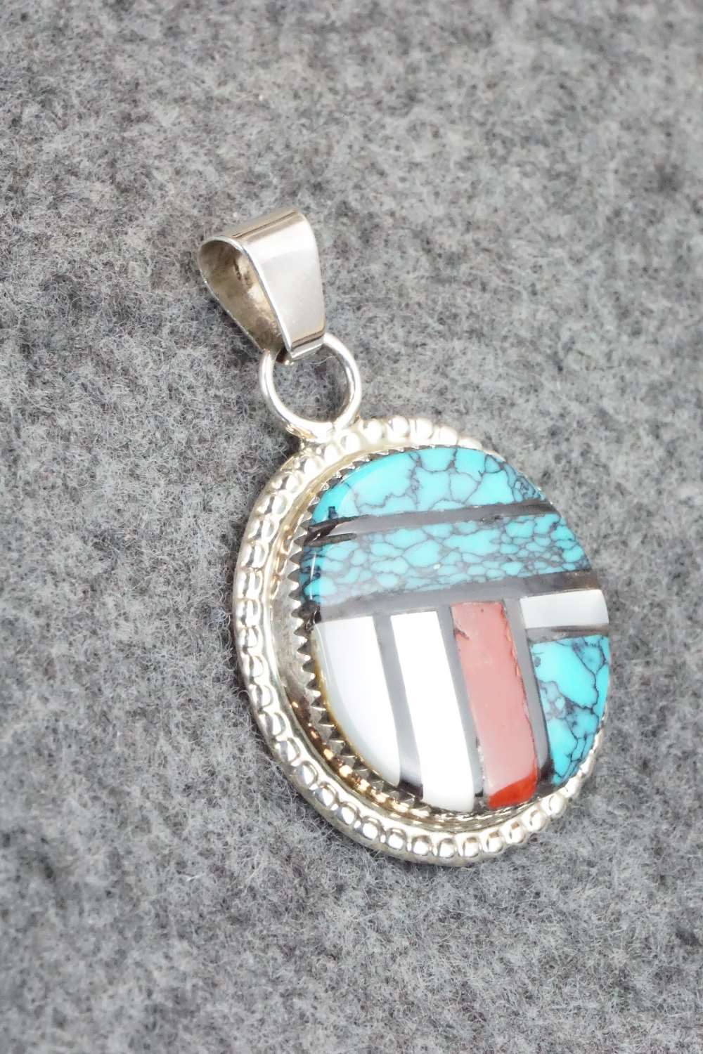 Multi Stone & Sterling Silver Inlay Pendant - Wayne Haloo