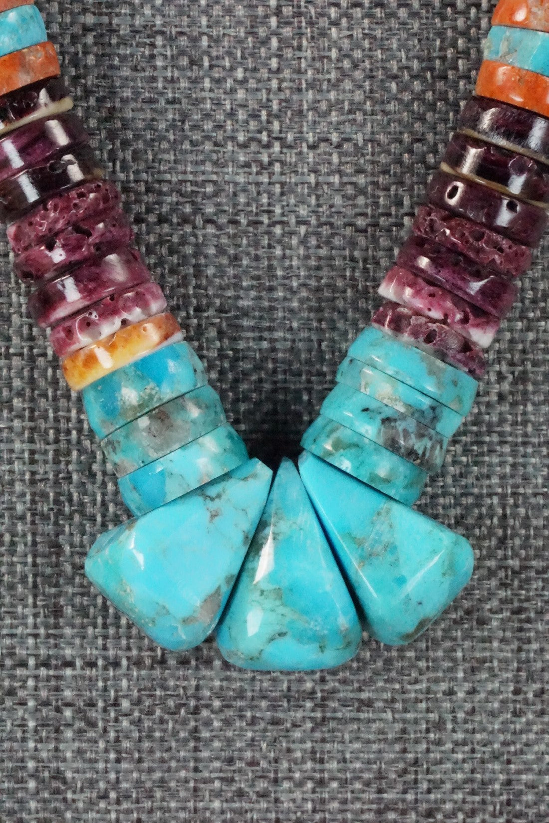 Turquoise & Spiny Oyster Bead Necklace - Joe Garcia