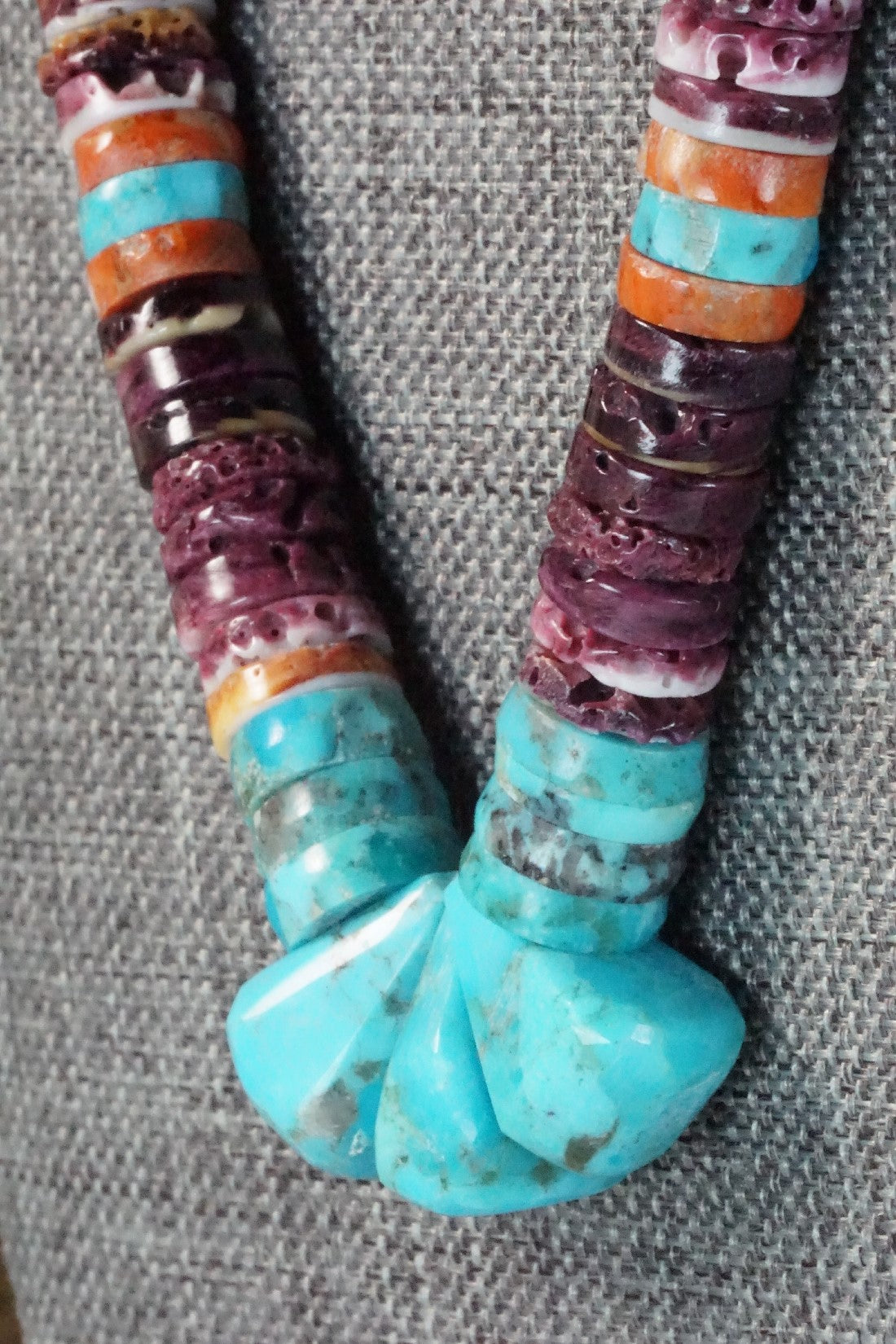 Turquoise & Spiny Oyster Bead Necklace - Joe Garcia