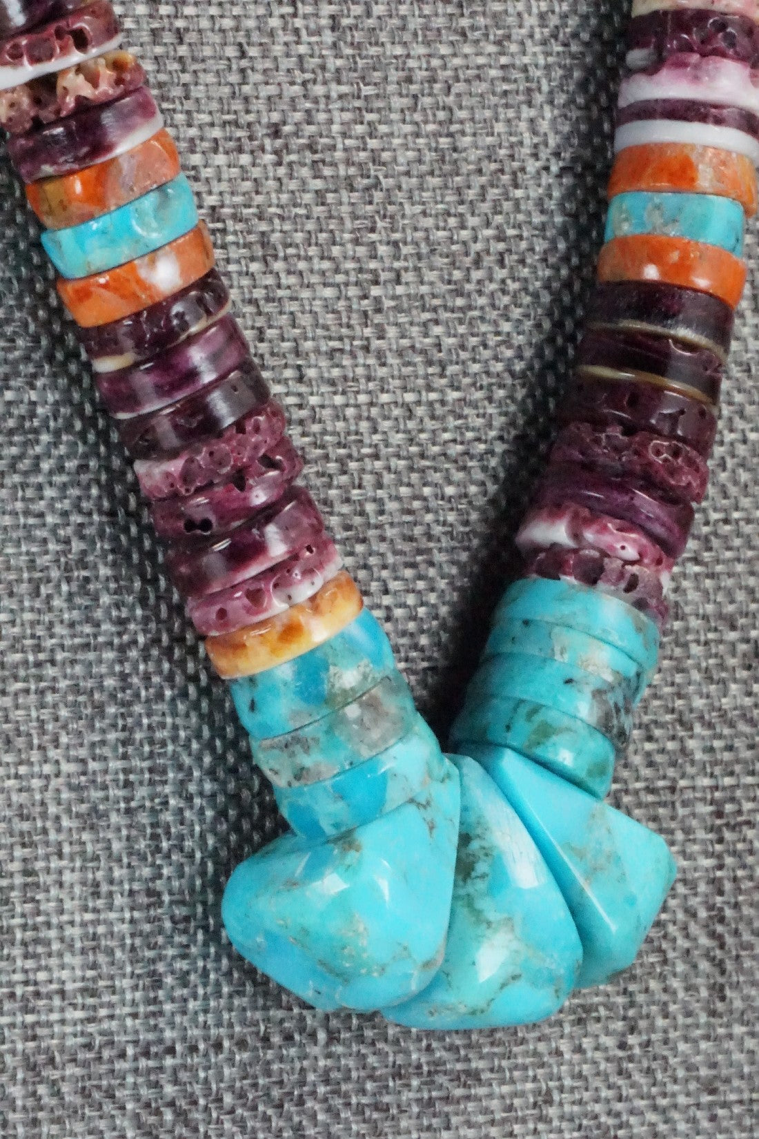 Turquoise & Spiny Oyster Bead Necklace - Joe Garcia