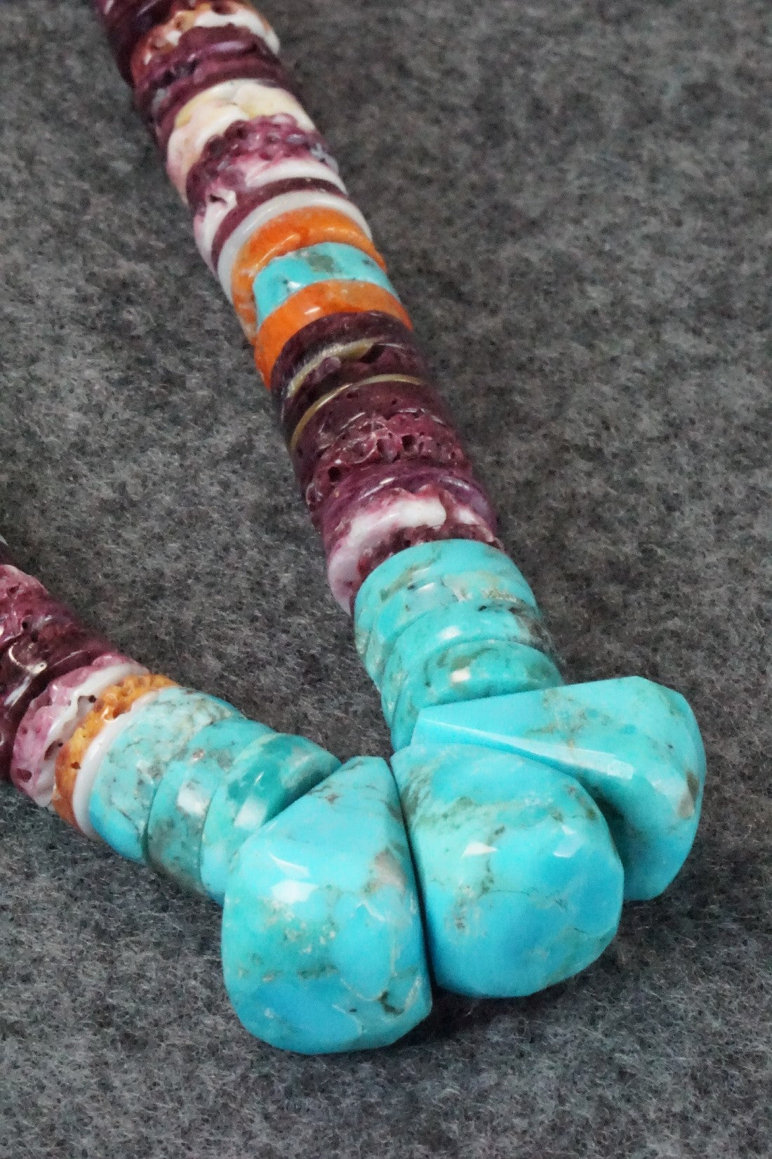 Turquoise & Spiny Oyster Bead Necklace - Joe Garcia