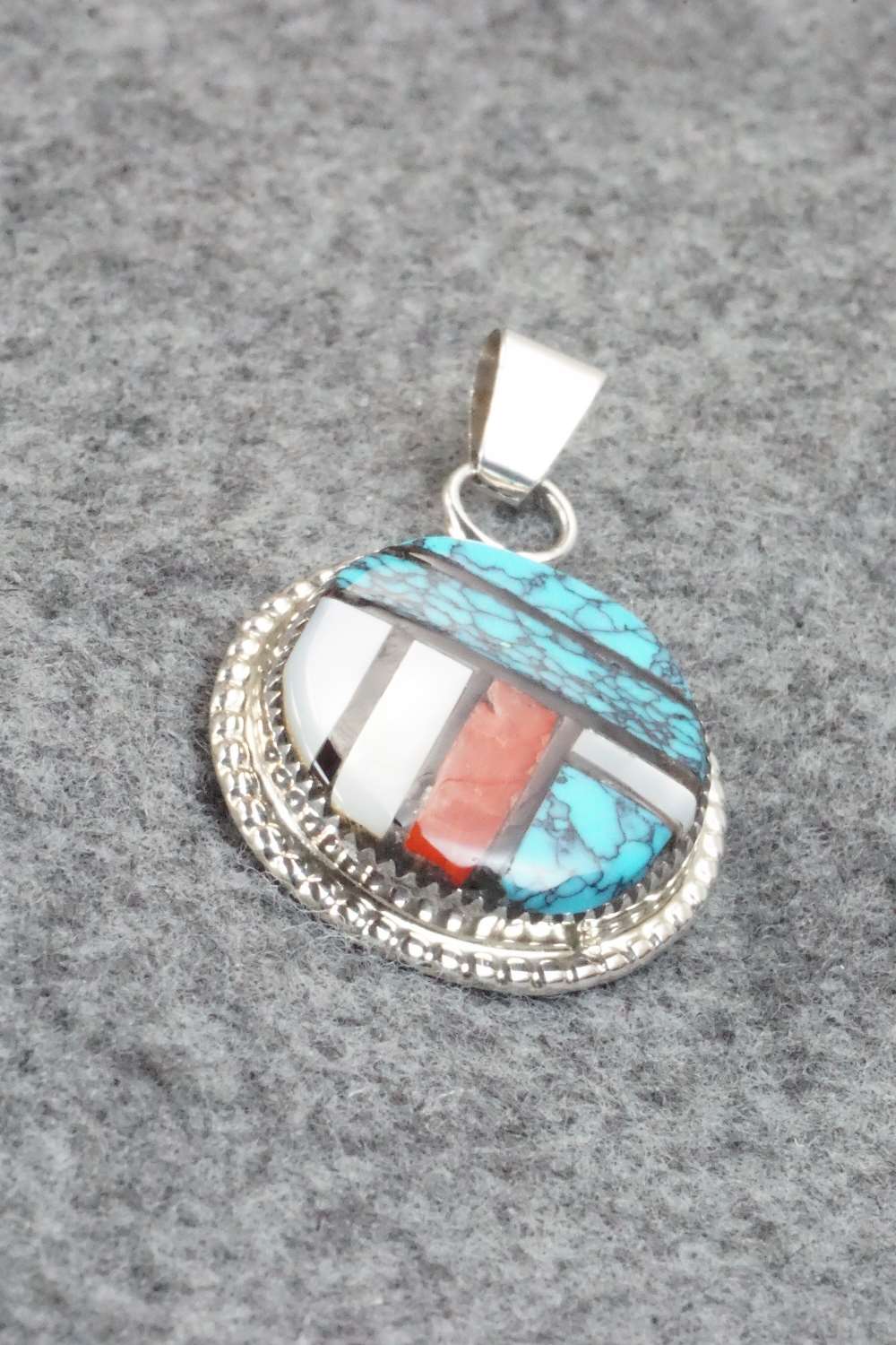 Multi Stone & Sterling Silver Inlay Pendant - Wayne Haloo