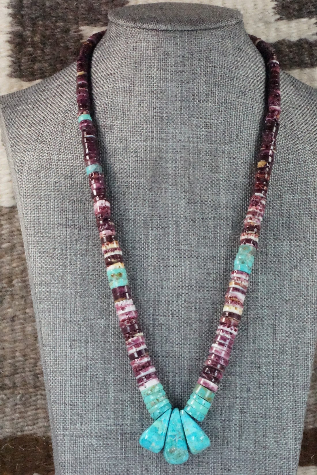 Turquoise & Spiny Oyster Necklace - Joe Garcia