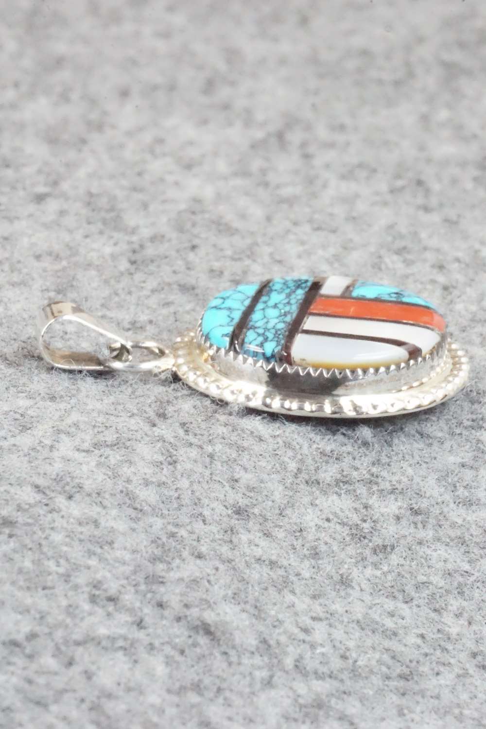 Multi Stone & Sterling Silver Inlay Pendant - Wayne Haloo