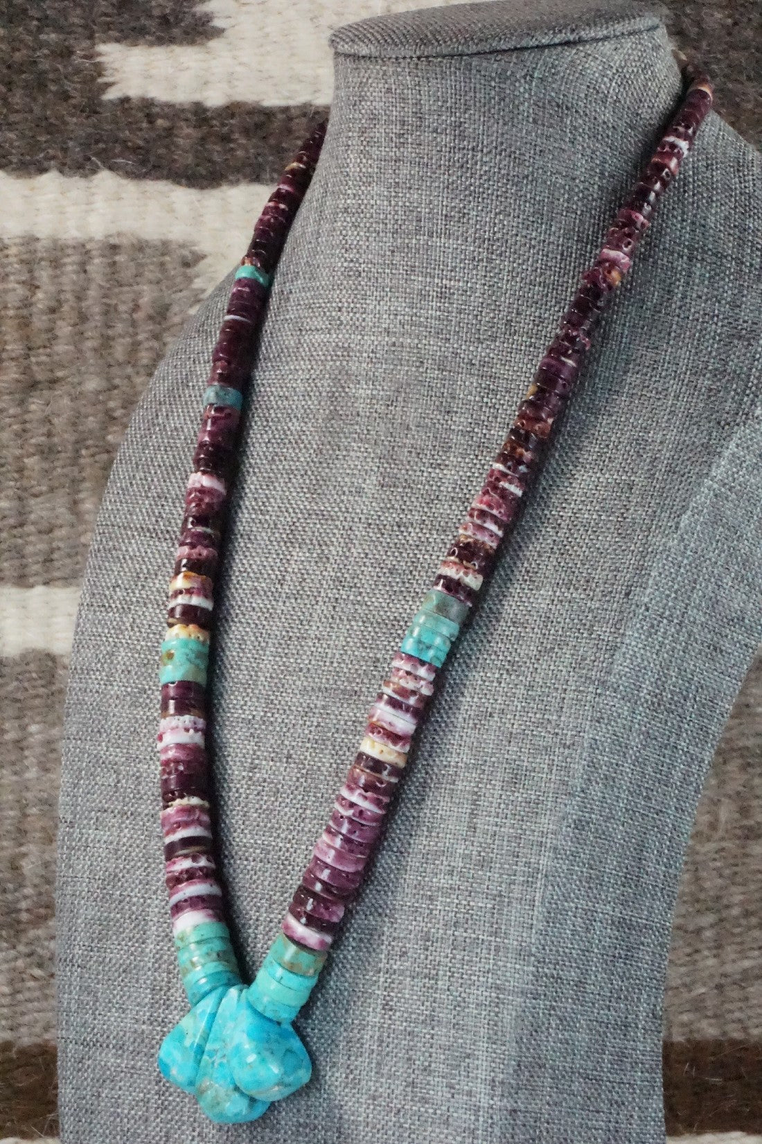 Turquoise & Spiny Oyster Necklace - Joe Garcia