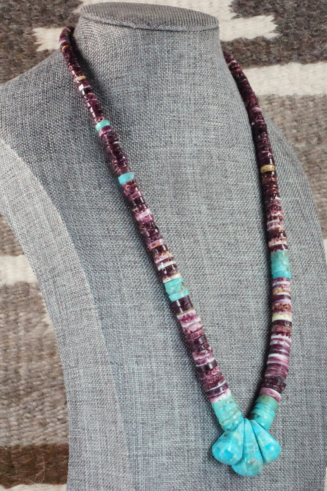 Turquoise & Spiny Oyster Necklace - Joe Garcia