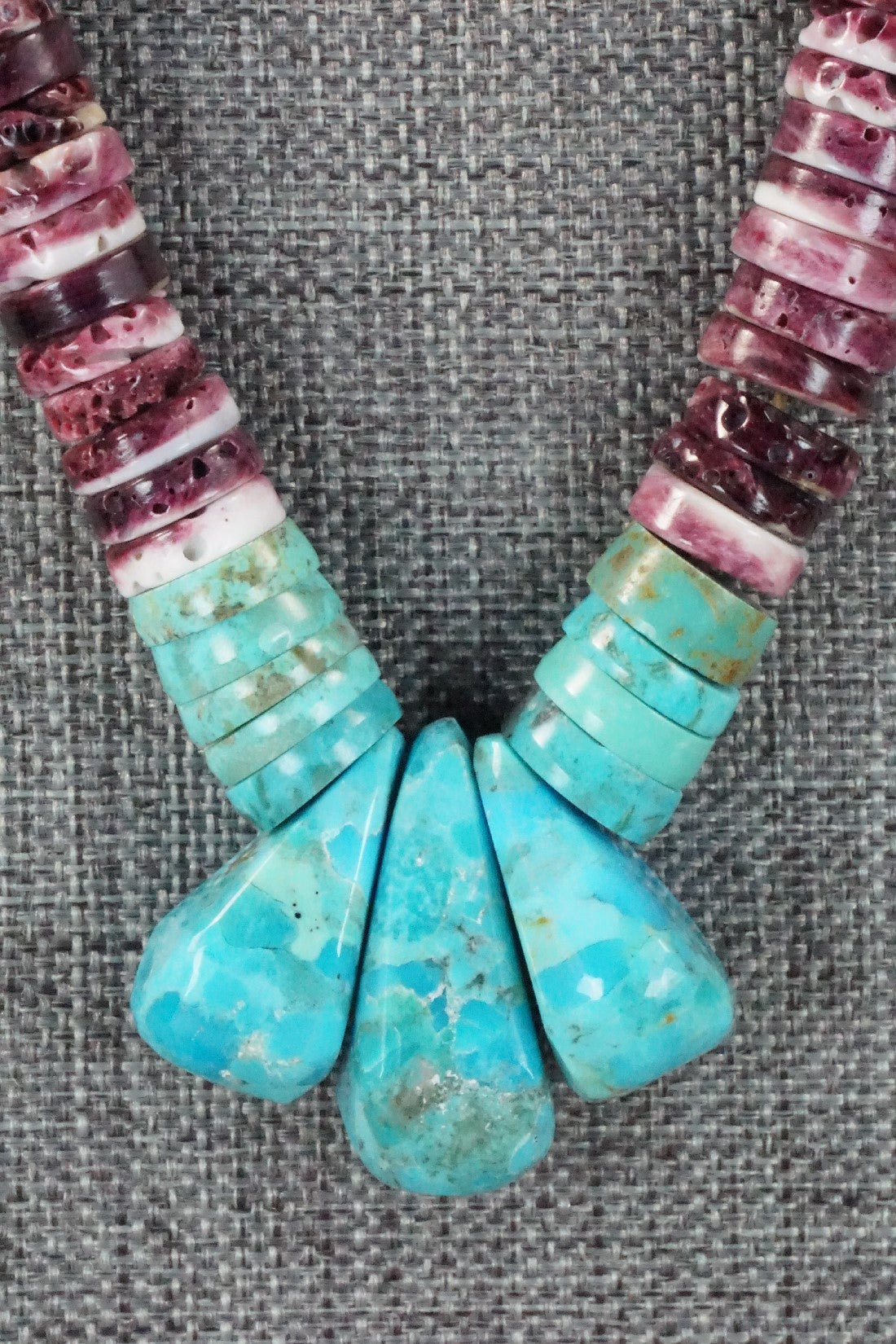 Turquoise & Spiny Oyster Necklace - Joe Garcia