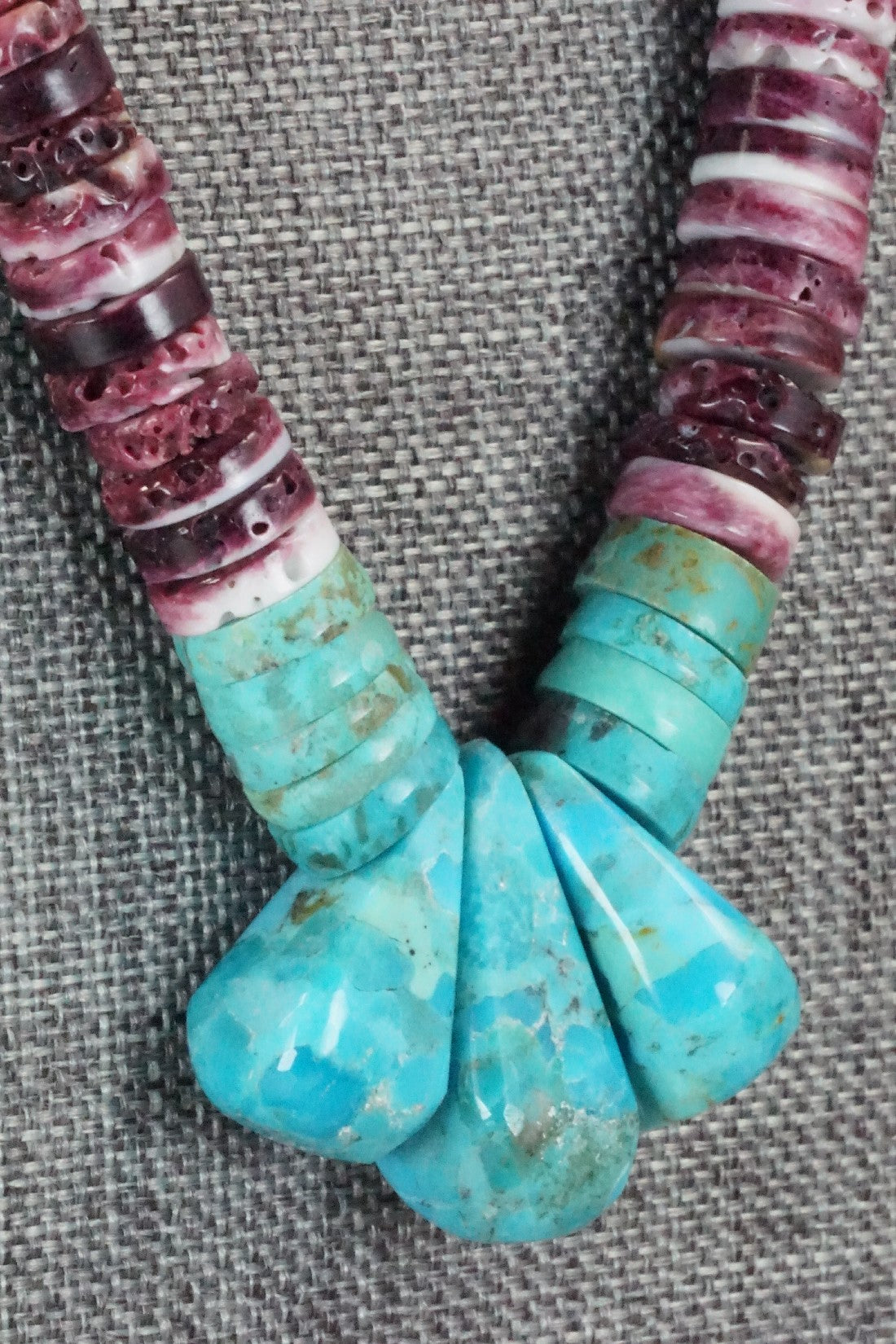 Turquoise & Spiny Oyster Necklace - Joe Garcia