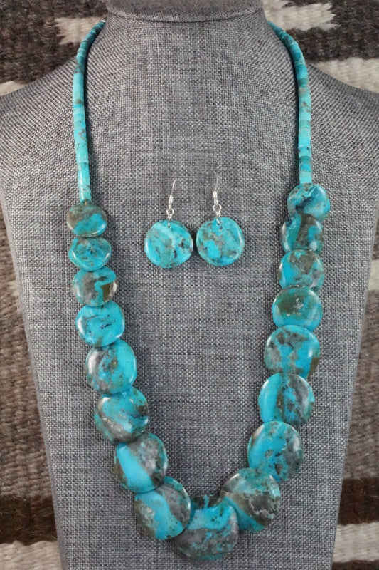 Turquoise & Sterling Silver Necklace and Earrings Set - Joe Garcia