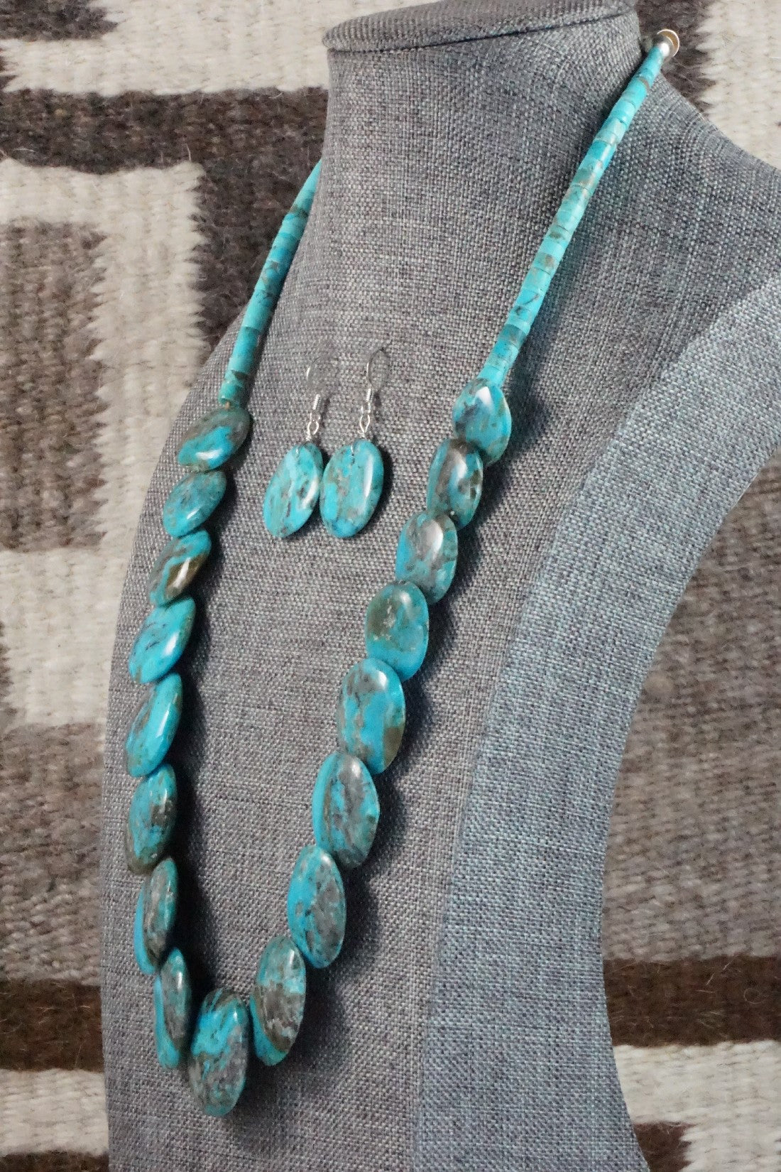 Turquoise & Sterling Silver Necklace and Earrings Set - Joe Garcia